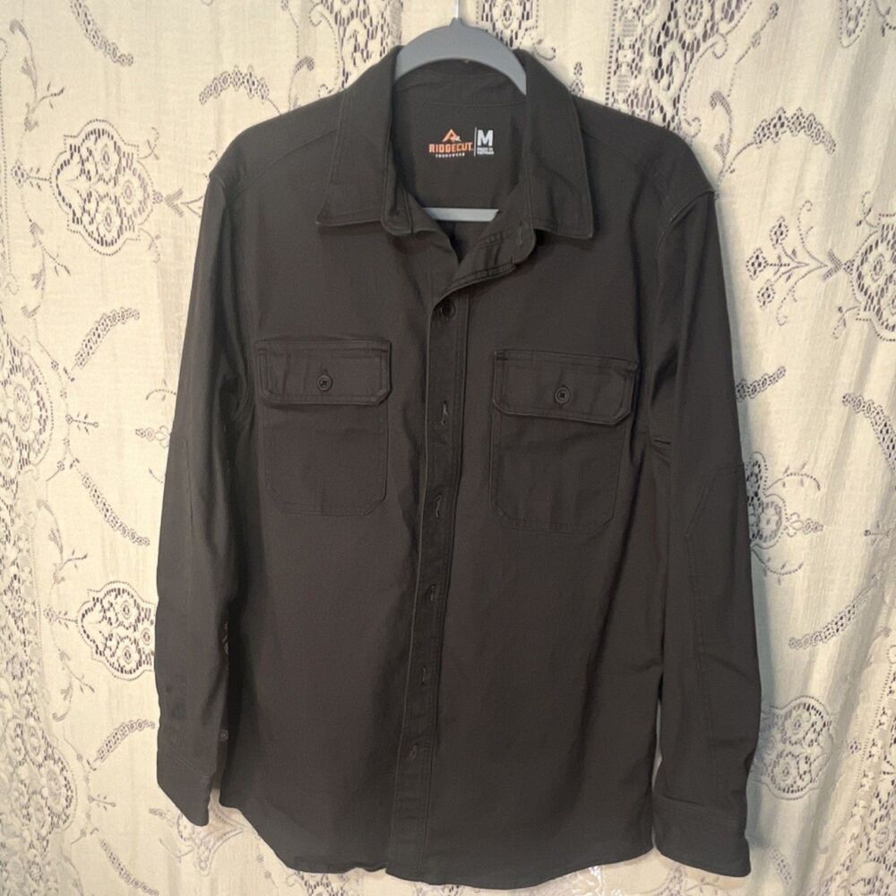 Ridgecut Toughwear Men's Black Long Sleeve Work Shirt Size M Made in Vietnam